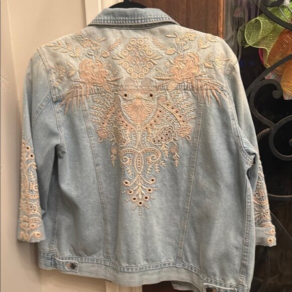 Johnny Was Blue Lace Jean Jacket - Picture 6 of 12
